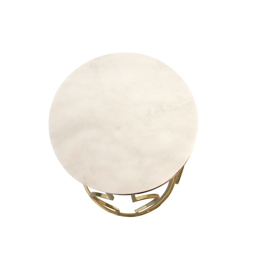 Sagebrook - Round Marble Top Accent Table Set in White