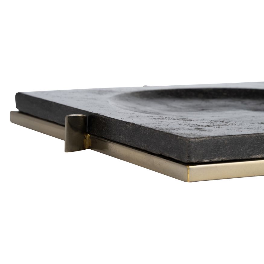 Sagebrook 12"x12" Marble Tray With Metal Base - Black