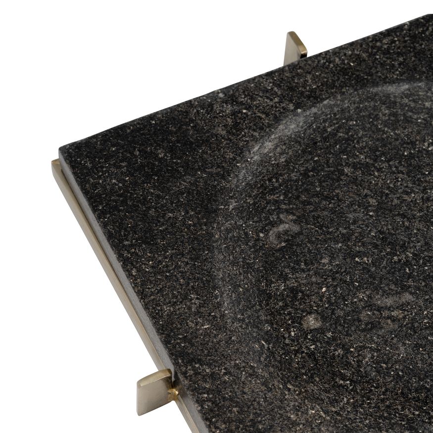 Sagebrook 12"x12" Marble Tray With Metal Base - Black