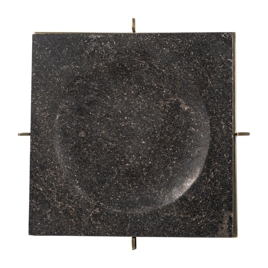 Sagebrook 12"x12" Marble Tray With Metal Base - Black