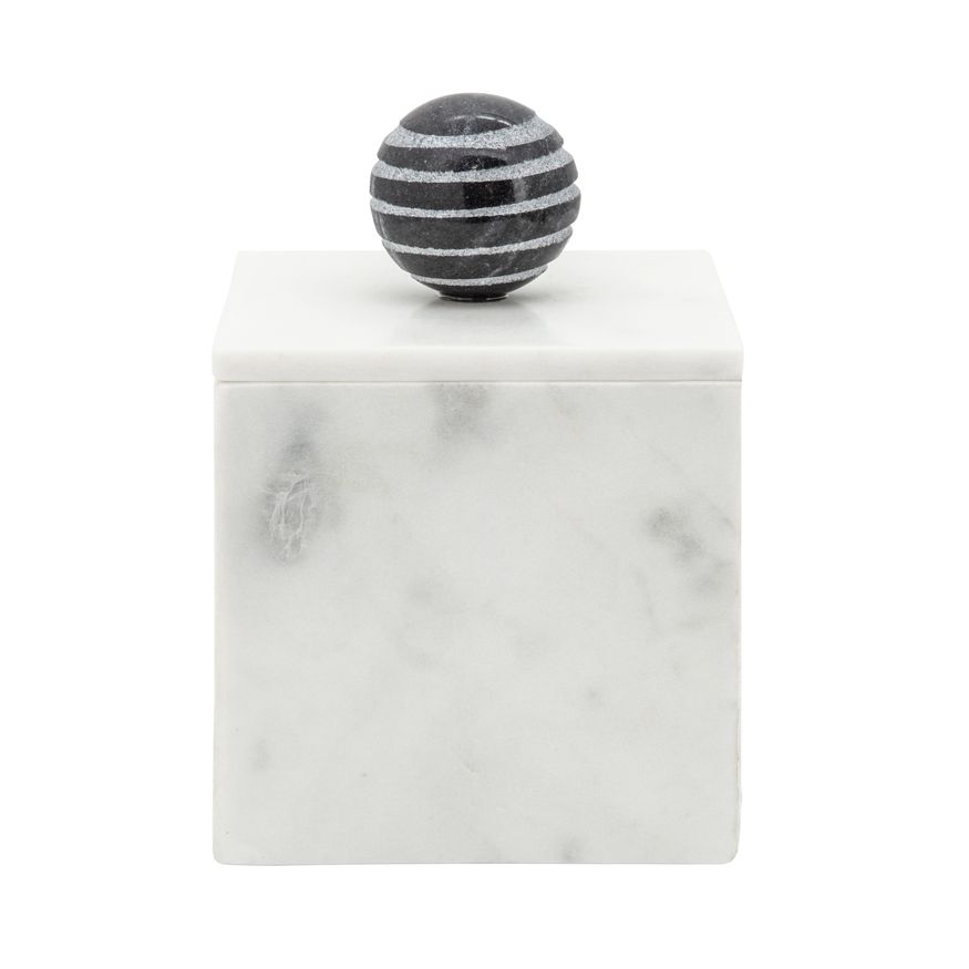 Sagebrook 7" Marble Box With Orb - White