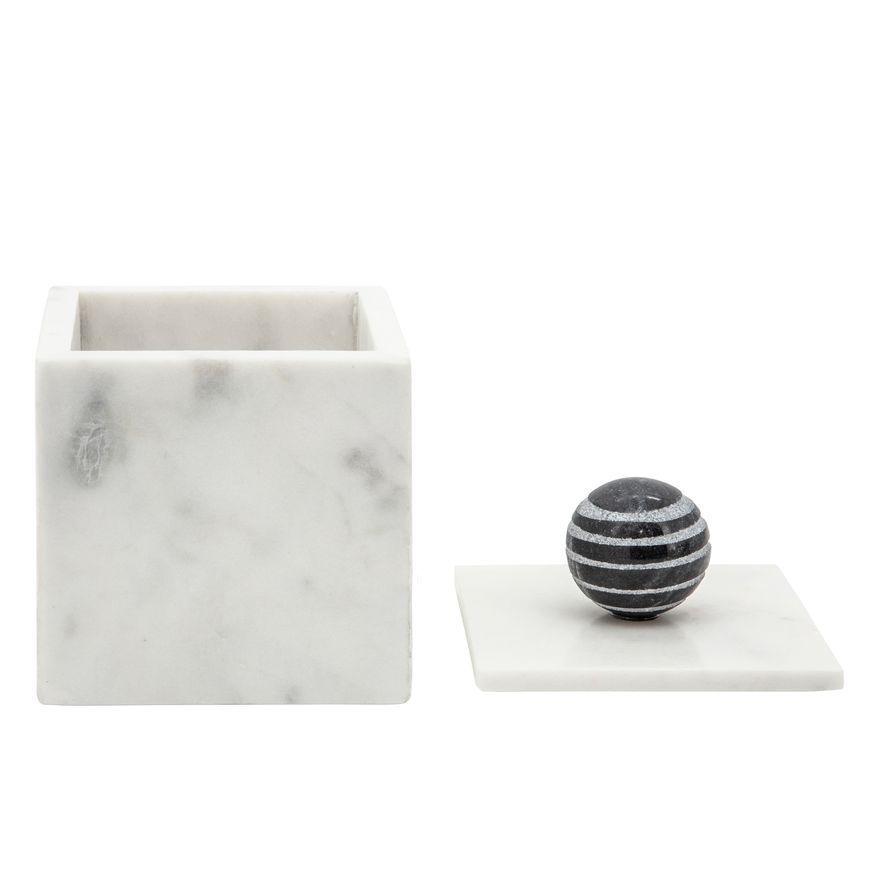 Sagebrook 7" Marble Box With Orb - White