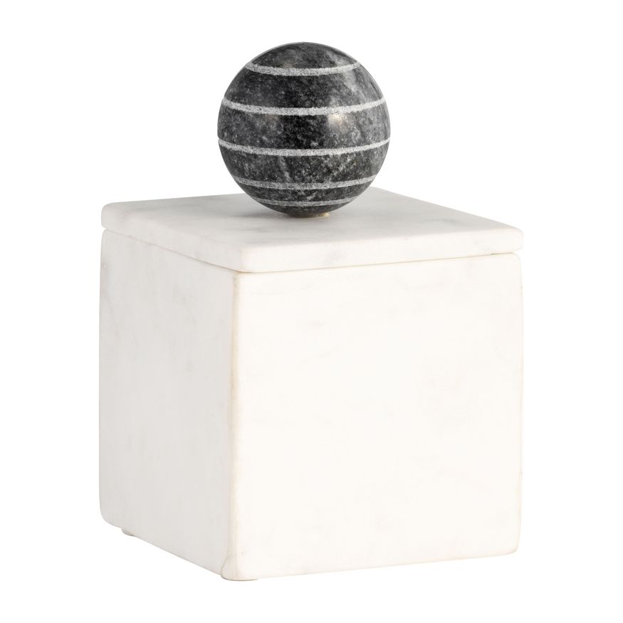 Sagebrook 6" Marble Box With Orb - White