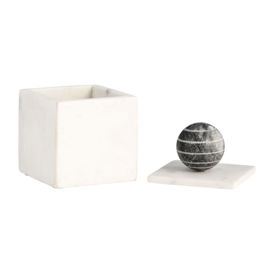 Sagebrook 6" Marble Box With Orb - White