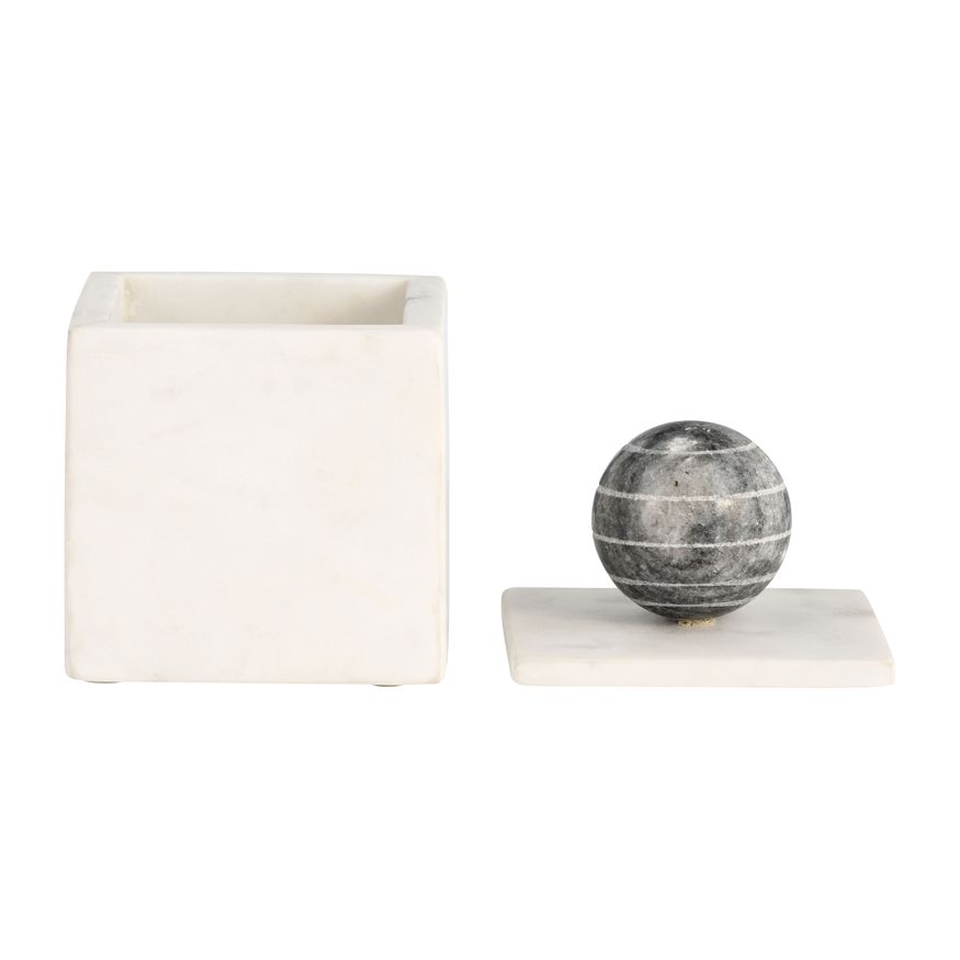 Sagebrook 6" Marble Box With Orb - White