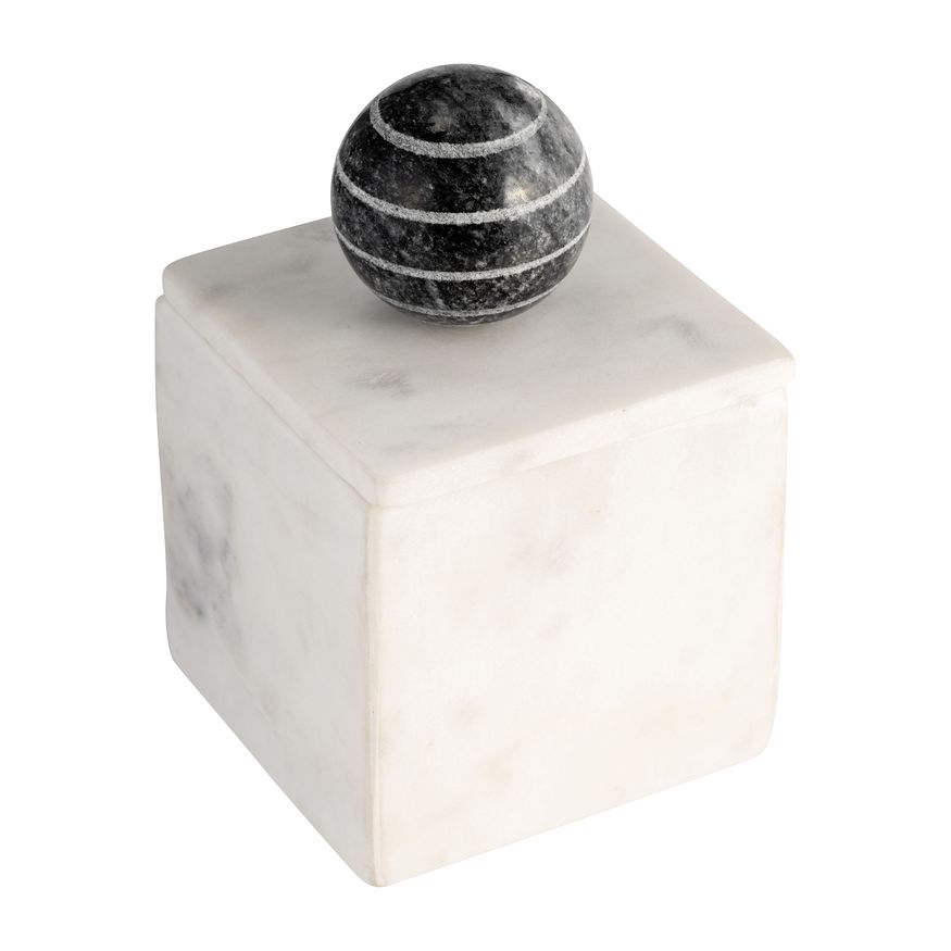 Sagebrook 6" Marble Box With Orb - White