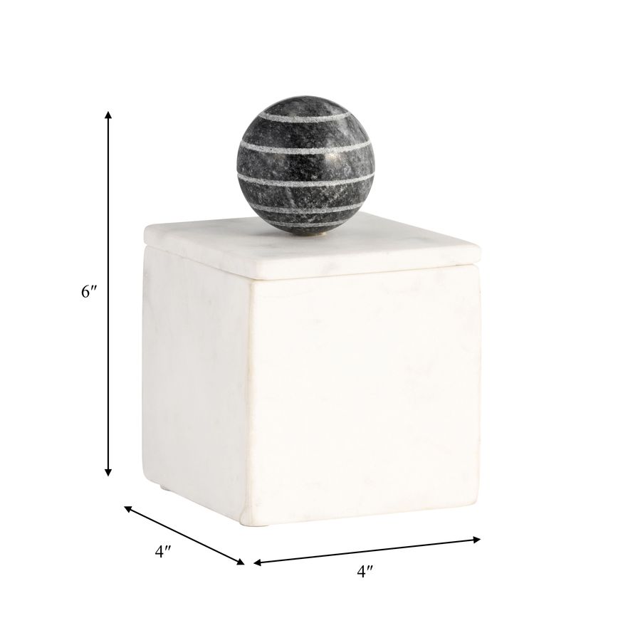 Sagebrook 6" Marble Box With Orb - White