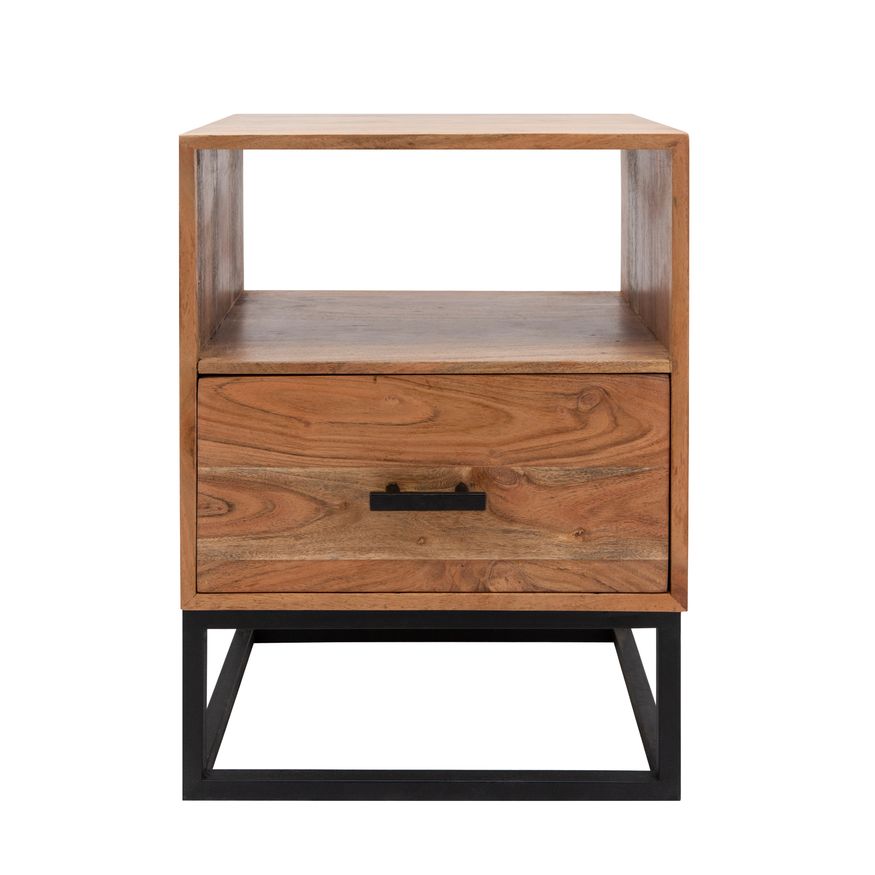 Sagebrook - Wood/Metal Side Table With Drawer in Brown