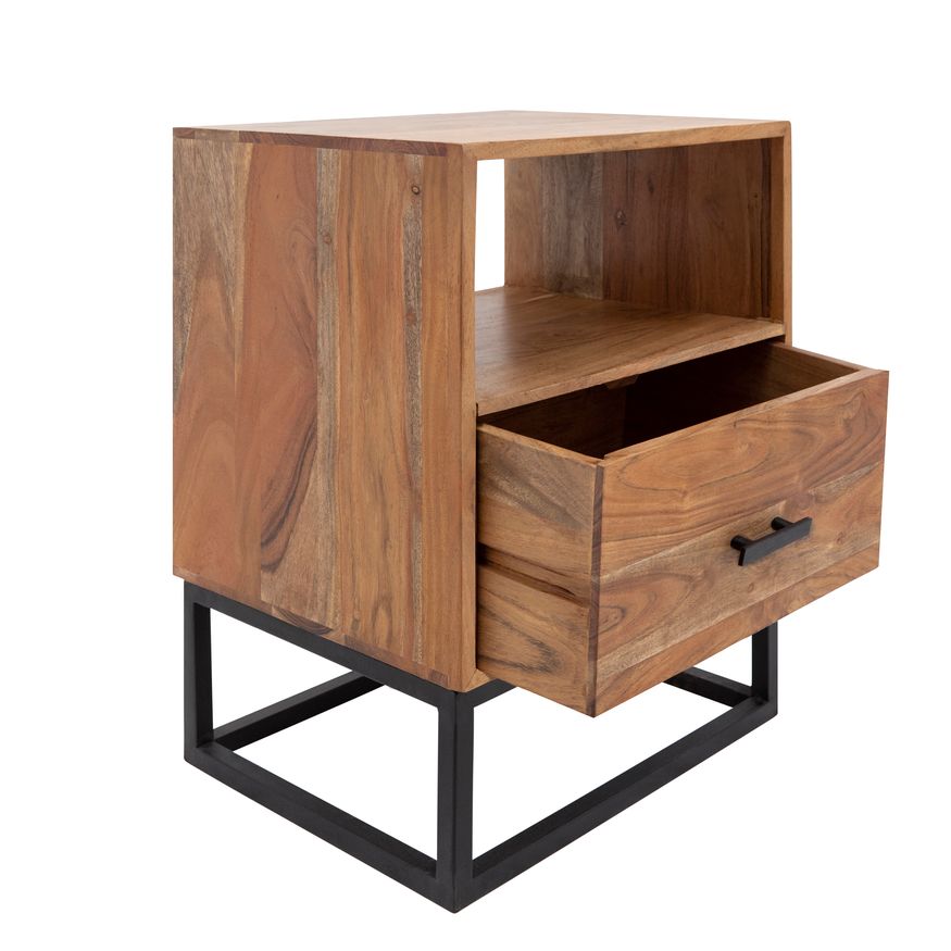 Sagebrook - Wood/Metal Side Table With Drawer in Brown