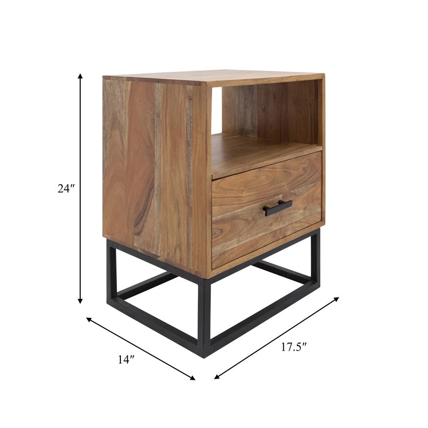 Sagebrook - Wood/Metal Side Table With Drawer in Brown