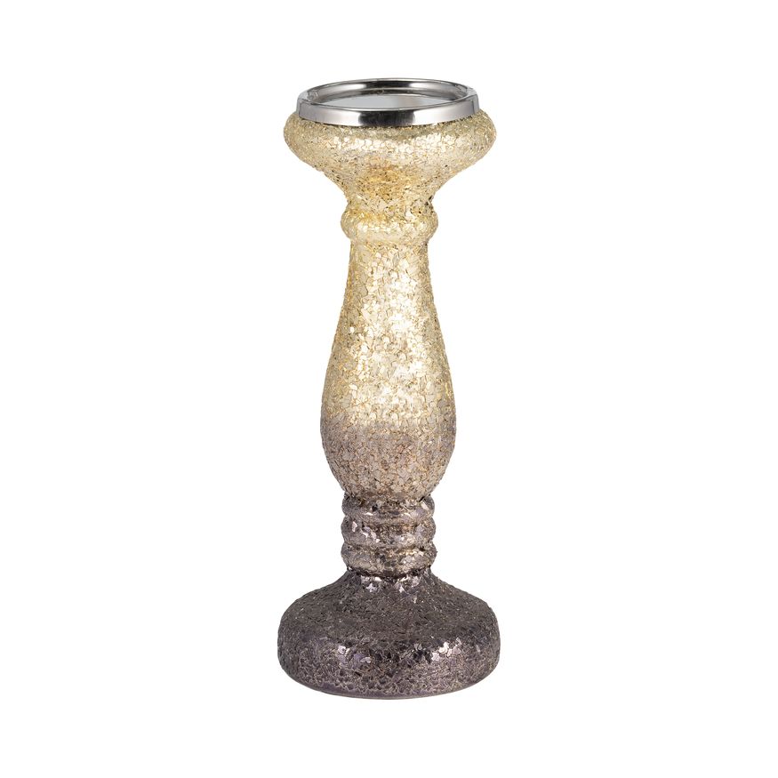 Sagebrook 12" Plum Crackled Candle Holder