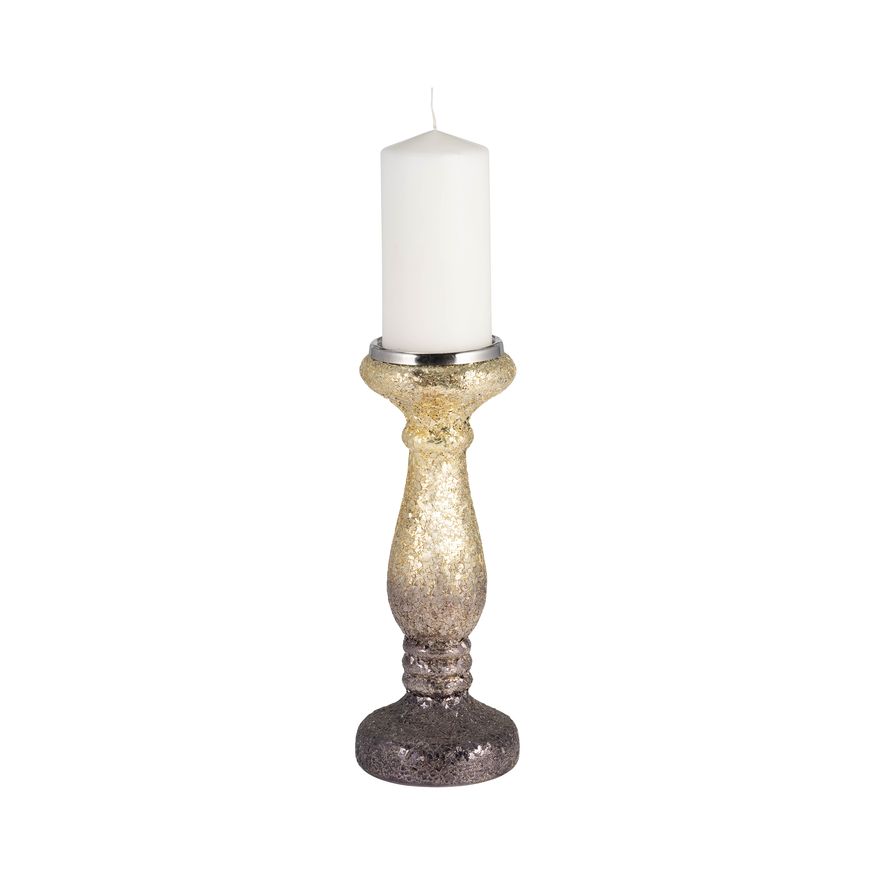 Sagebrook 12" Plum Crackled Candle Holder - Gold Purple