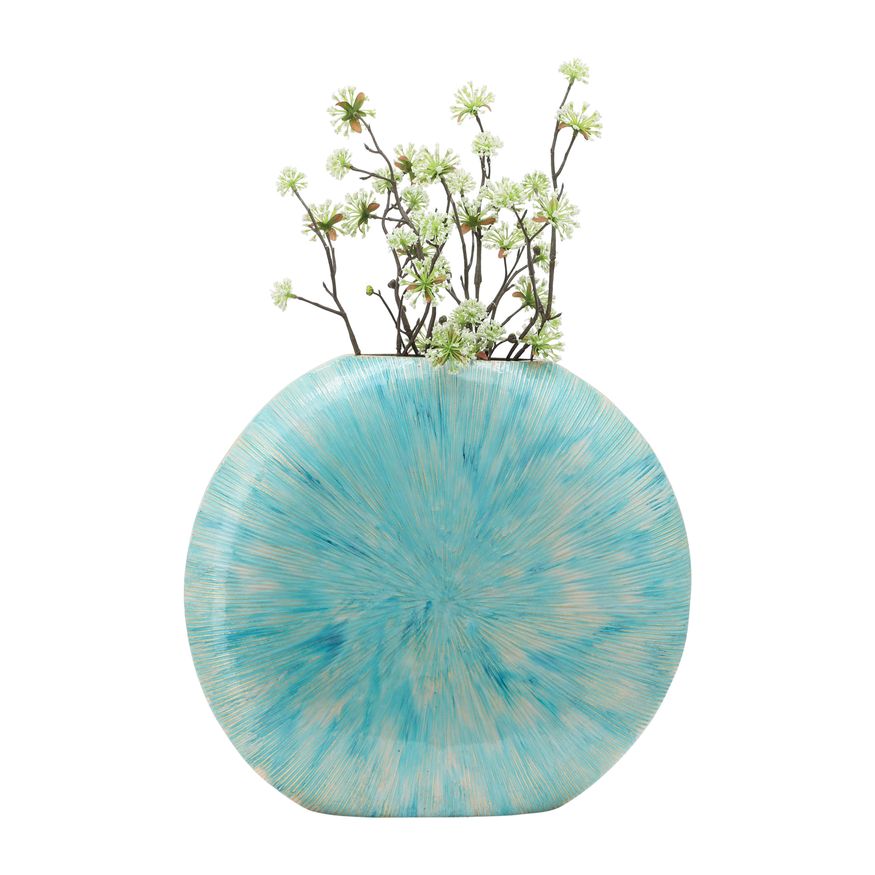 Sagebrook 14" Decorative Metal Vase - Turquoise