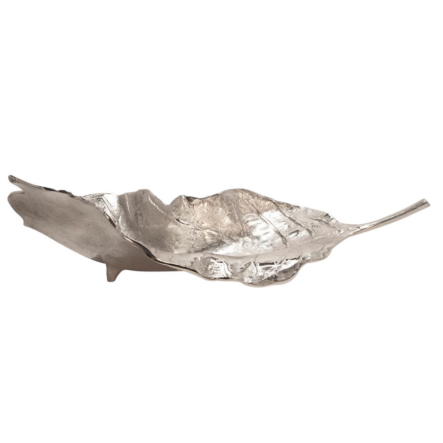 Sagebrook 21" Metal Leaf Platter - Nickel