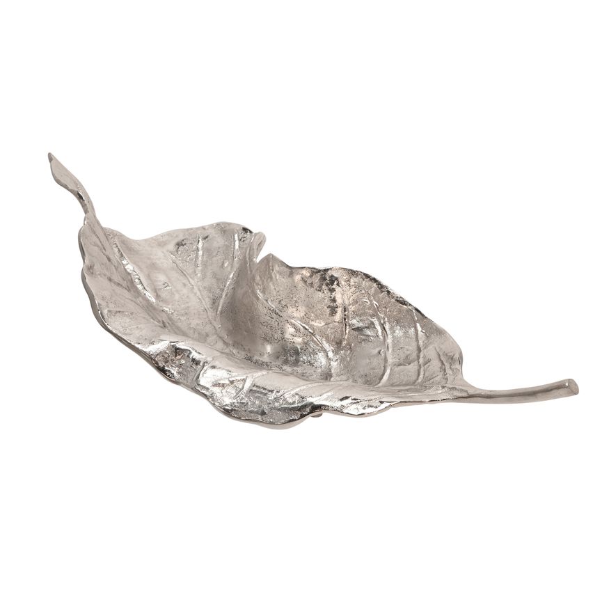 Sagebrook 21" Metal Leaf Platter - Nickel