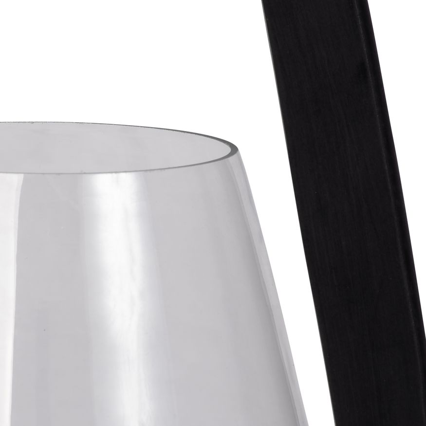 Sagebrook 15" Glass Lantern With Wood Handle - Black