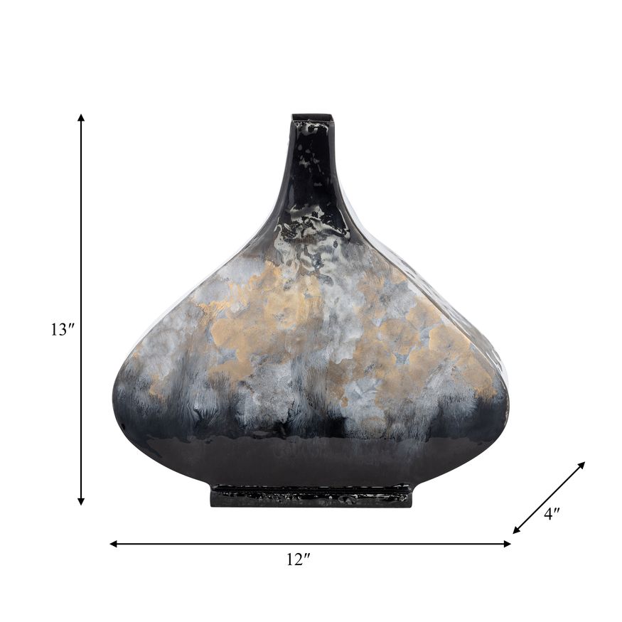 Sagebrook 13" Metal Vase - Black/Gold