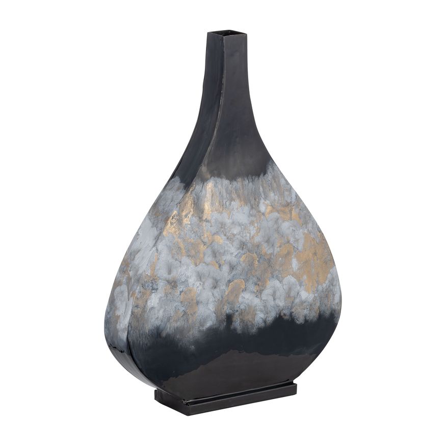 Sagebrook 18" Metal Vase - Black/Gold