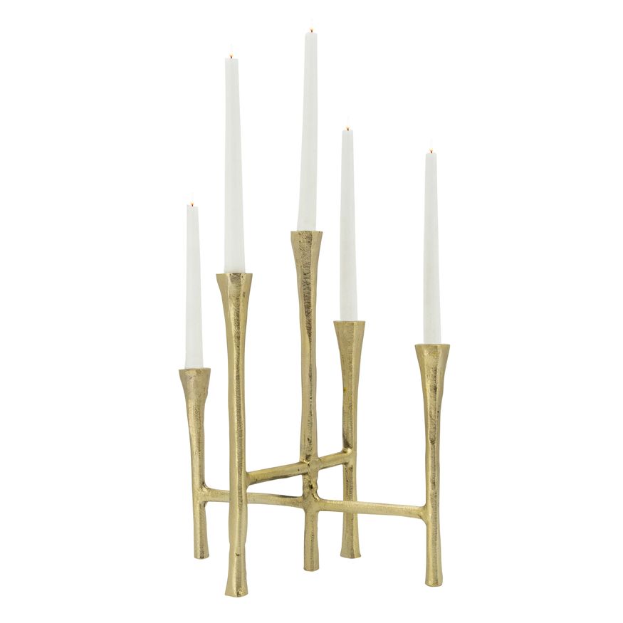 Sagebrook - 14" 5-Candlesticks Stand in Gold