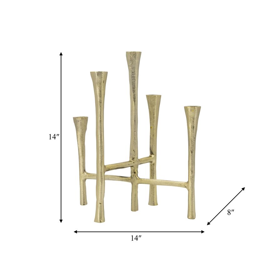 Sagebrook - 14" 5-Candlesticks Stand in Gold