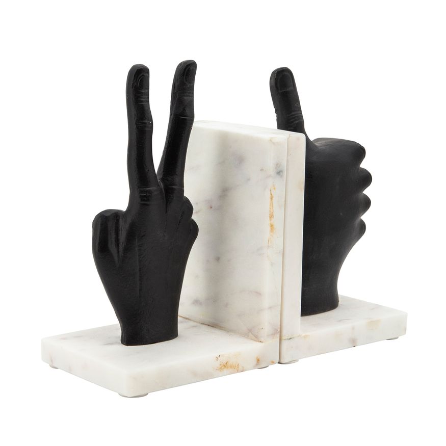 Sagebrook Hand Sign Bookends (Set Of 2) - Black