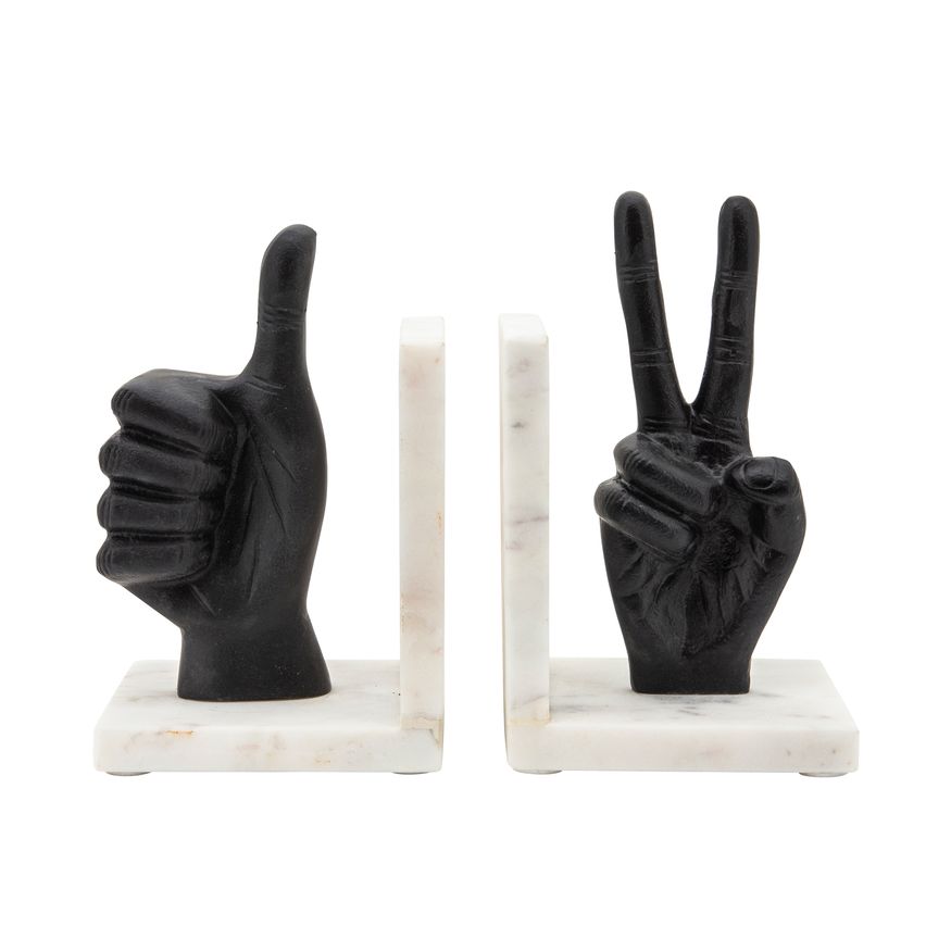 Sagebrook Hand Sign Bookends (Set Of 2) - Black