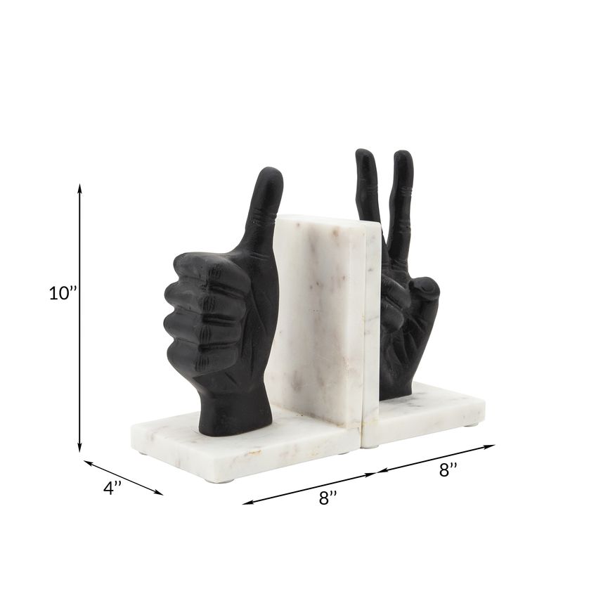 Sagebrook Hand Sign Bookends (Set Of 2) - Black