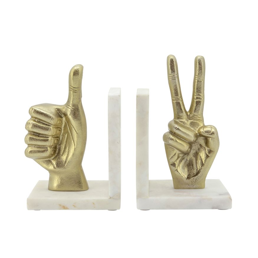 Sagebrook Hand Sign Bookends (Set Of 2) - Gold