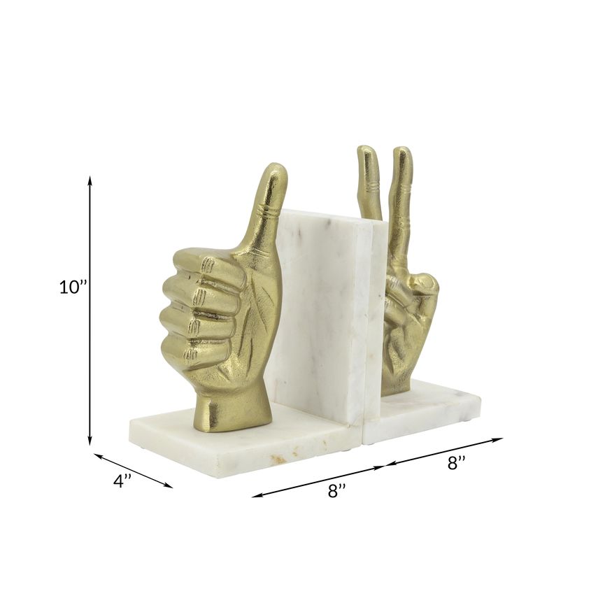 Sagebrook Hand Sign Bookends (Set Of 2) - Gold