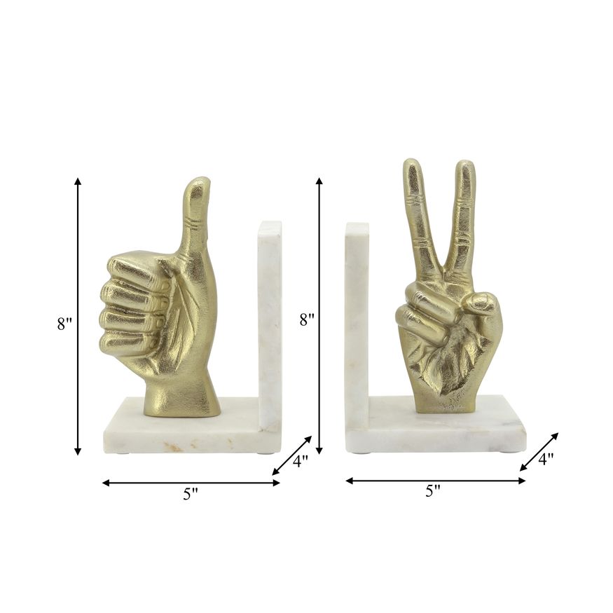 Sagebrook Hand Sign Bookends (Set Of 2) - Gold