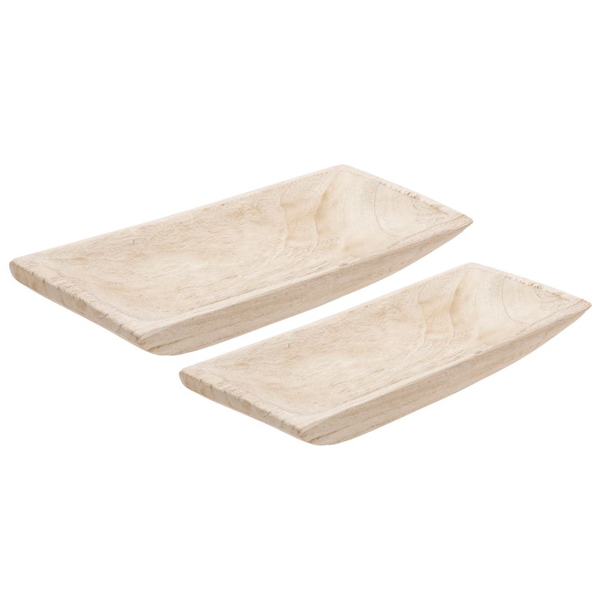 Sagebrook 15"/20" Wood Rectangular Tray (Set Of 2)