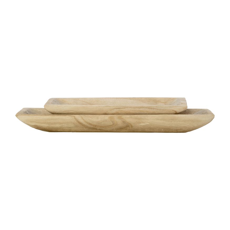 Sagebrook 15"/20" Wood Rectangular Tray (Set Of 2) - Natural