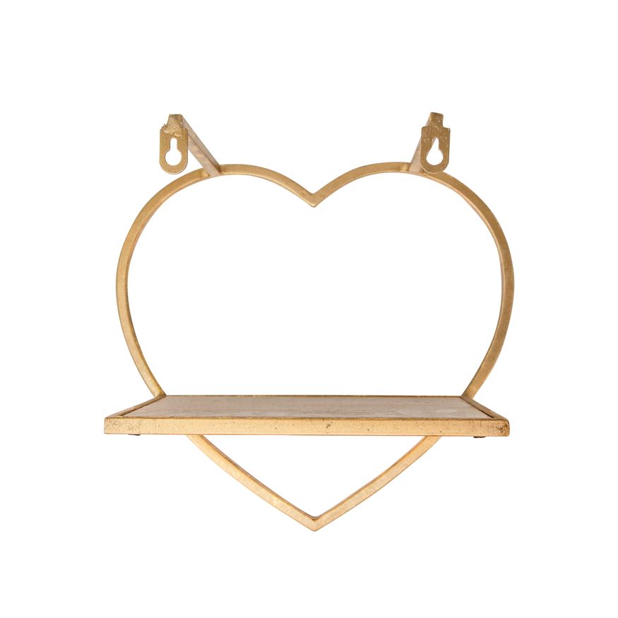 Sagebrook Metal/Wood Heart Wall Shelves (Set Of 3) - Gold