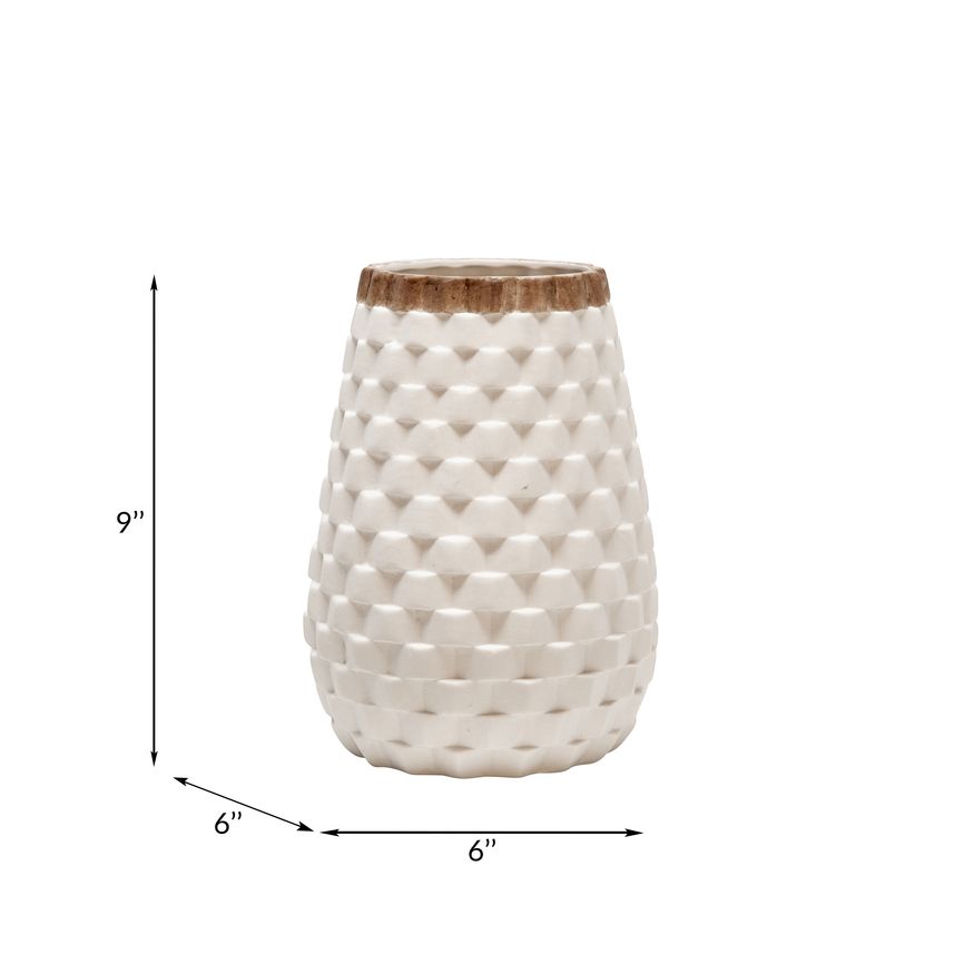 Sagebrook - 9" Textured Vase in White