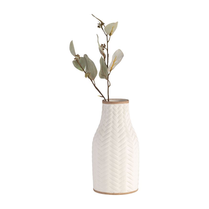 Sagebrook 10" Chevron Vase - White