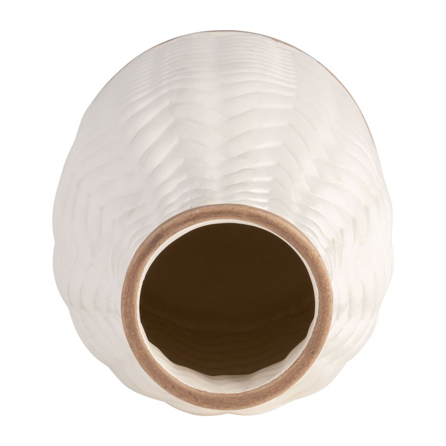 Sagebrook 10" Chevron Vase - White