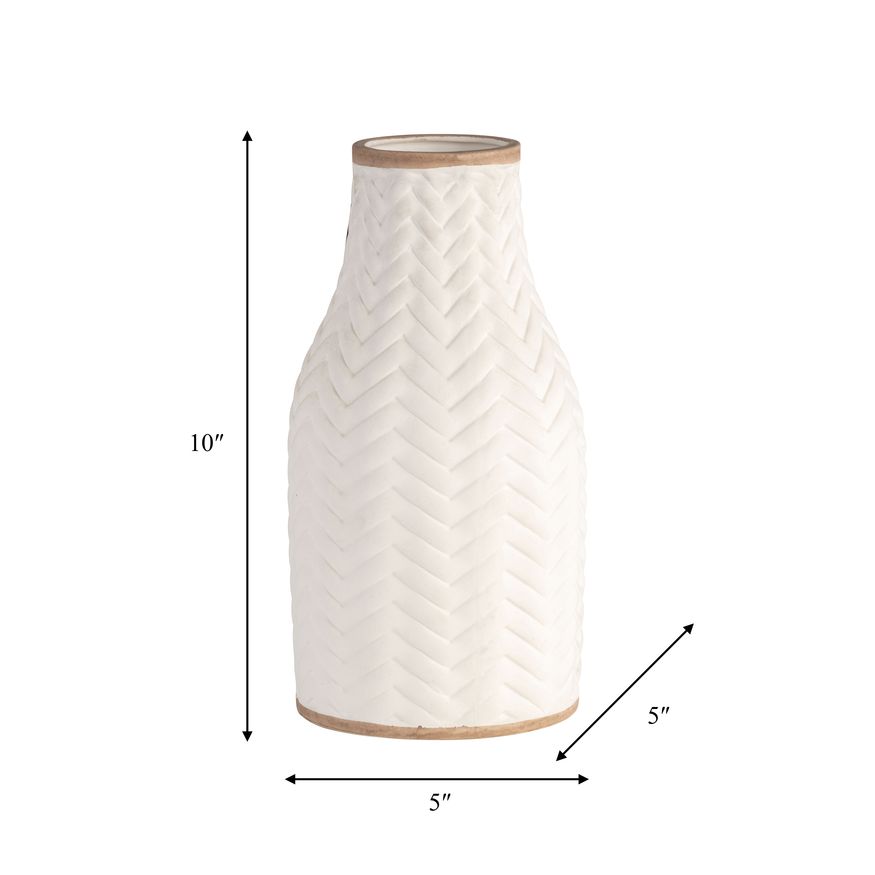 Sagebrook 10" Chevron Vase - White