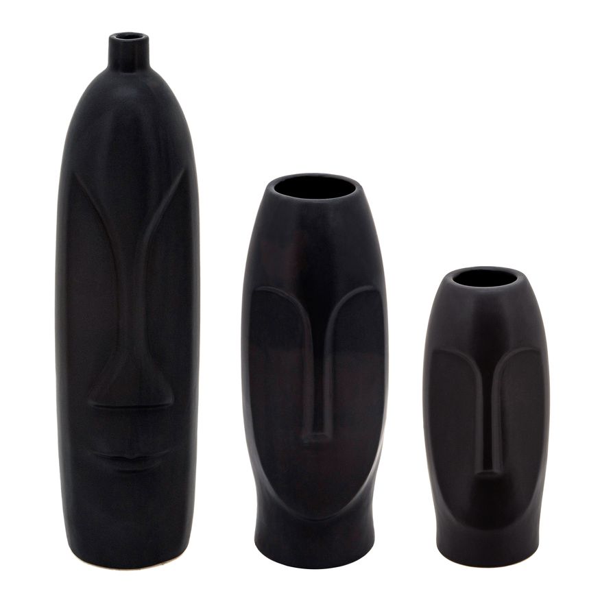 Sagebrook 18" Face Vase - Black