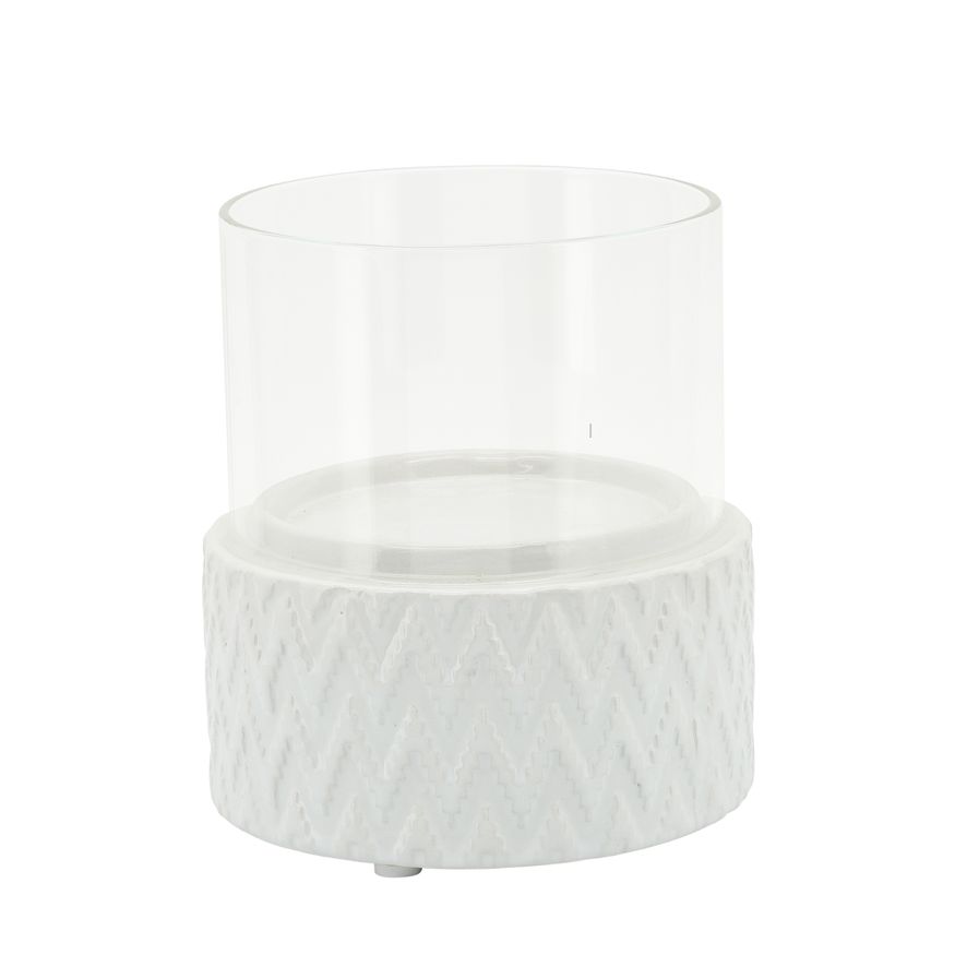 Sagebrook 5" White Ceramic/Glass Pillar Holder