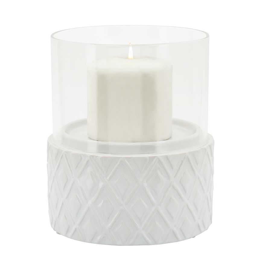 Sagebrook 5" White Ceramic/Glass Pillar Holder