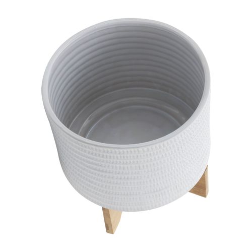 Sagebrook 10" Textured Planter With Stand - White