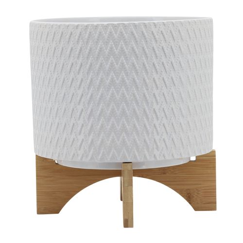 Sagebrook™ 10" Chevron Planter With Stand - White