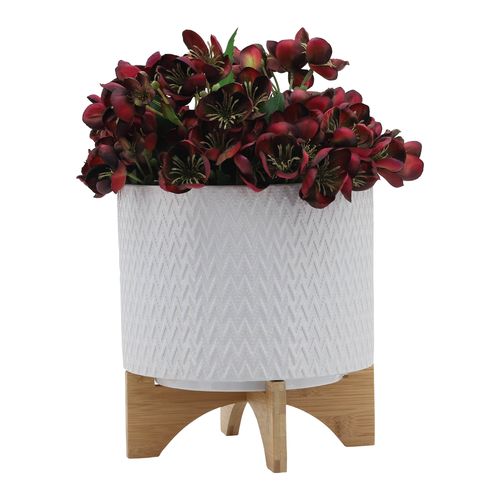 Sagebrook™ 10" Chevron Planter With Stand - White