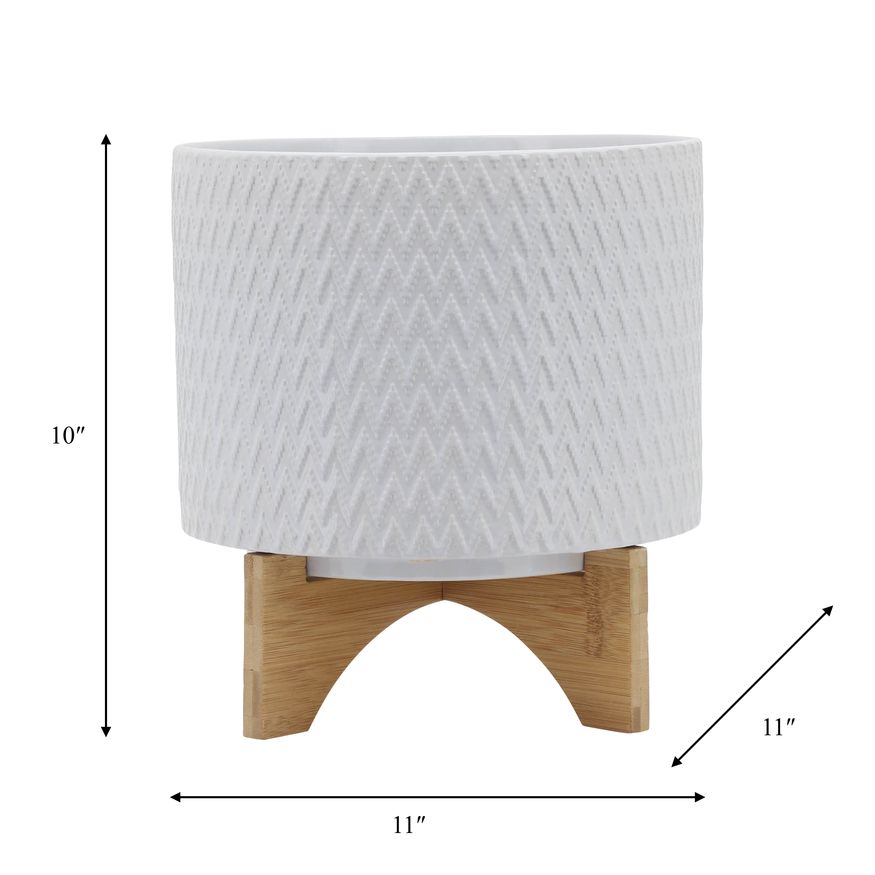 Sagebrook™ 10" Chevron Planter With Stand - White