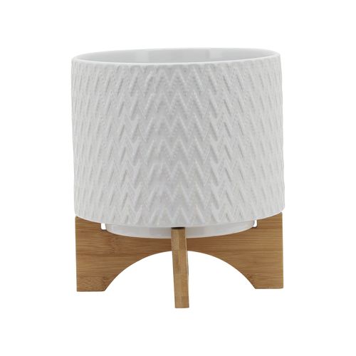 Sagebrook™ 8" Chevron Planter With Stand - White