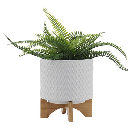 Sagebrook™ 8" Chevron Planter With Stand - White