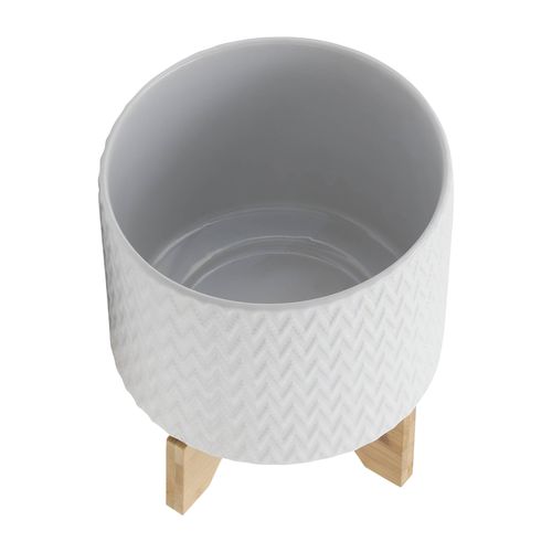 Sagebrook™ 8" Chevron Planter With Stand - White