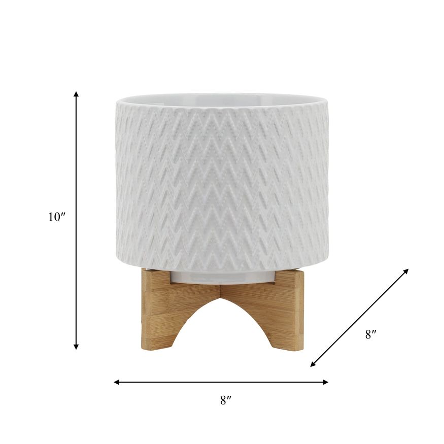 Sagebrook™ 8" Chevron Planter With Stand - White