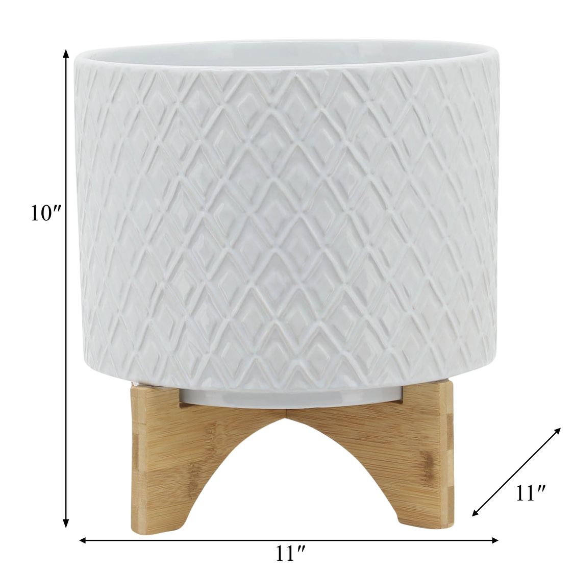 Sagebrook 10" Diamond Planter With Stand - White