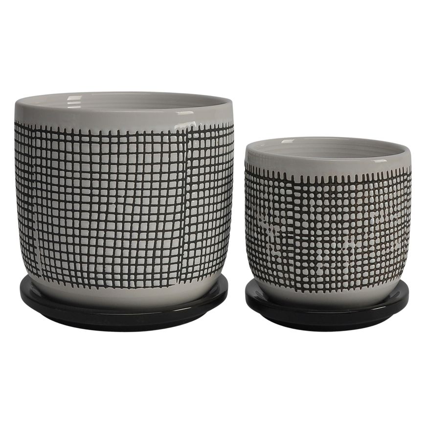 Sagebrook 5"/6" Mesh Design Planters With Saucer (Set Of 2)